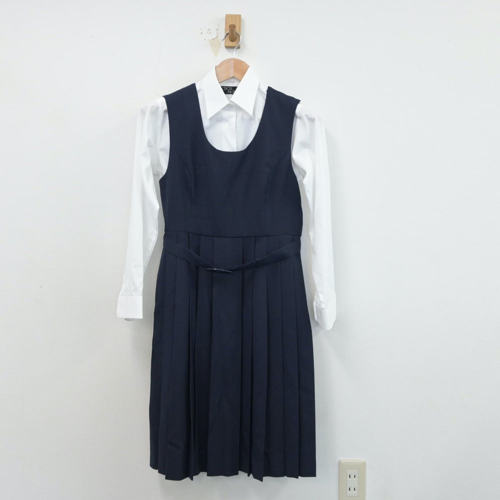 【中古】北海道 向陵中学校 女子制服 2点（シャツ・ジャンパースカート）sf015707