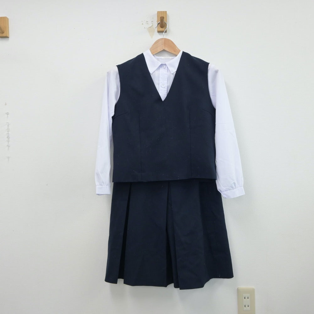 【中古】兵庫県 江井島中学校 女子制服 4点（ブレザー・シャツ・ベスト・スカート）sf015720