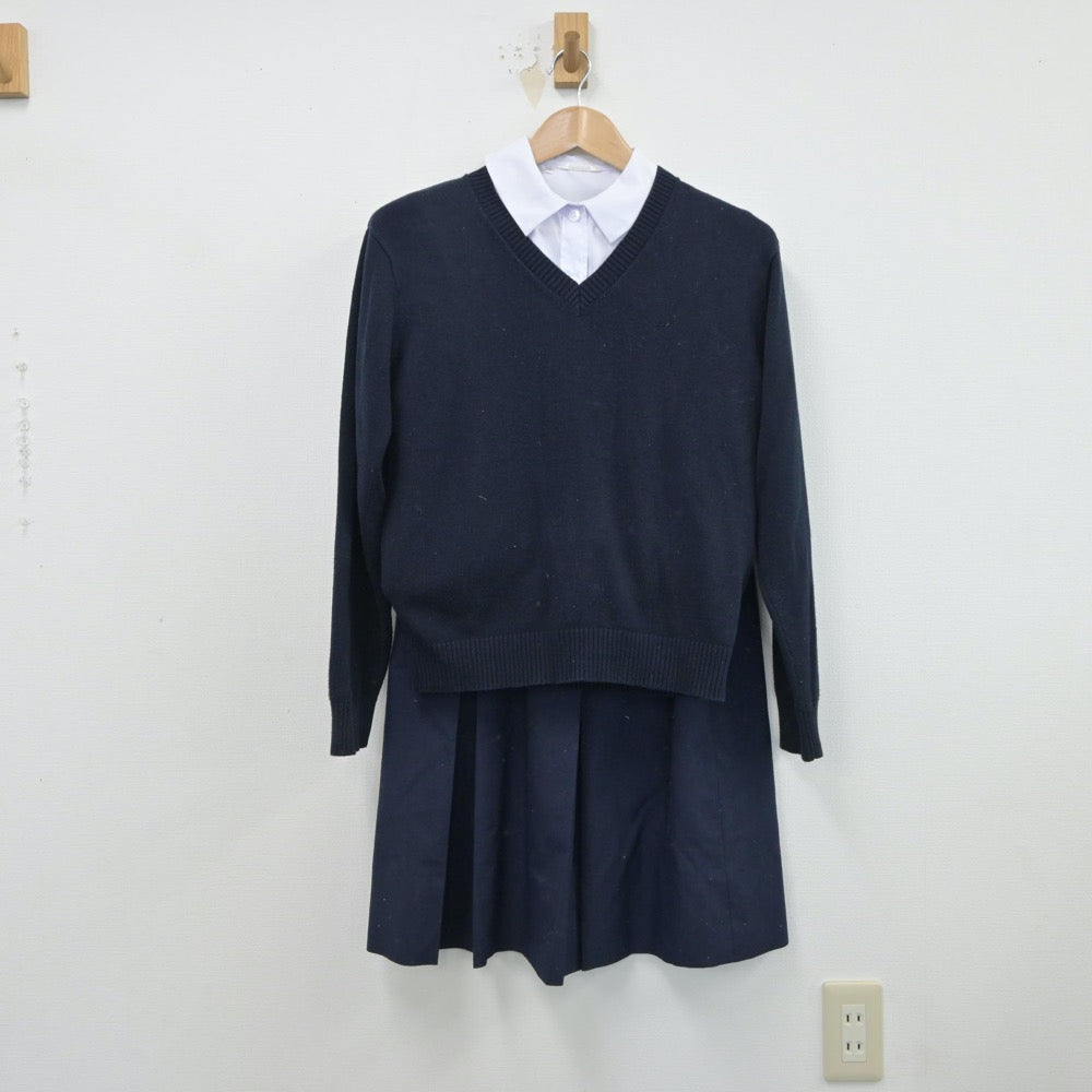 【中古】兵庫県 江井島中学校 女子制服 3点（シャツ・ニット・スカート）sf015721