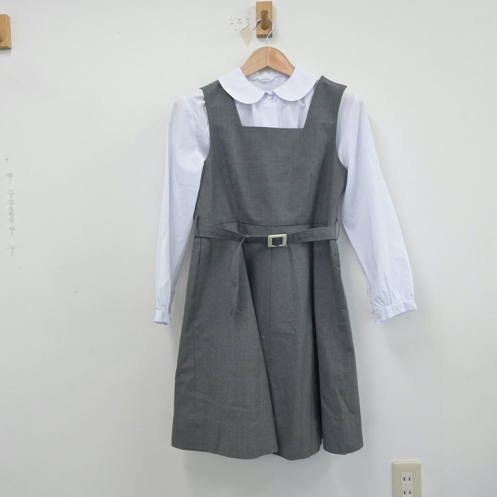 【中古】広島県 二葉中学校 女子制服 2点（シャツ・ジャンパースカート）sf015723