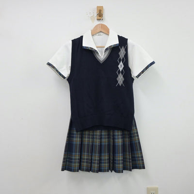 【中古】愛媛県 伊予高等学校 女子制服 3点（シャツ・ニットベスト・スカート）sf015735