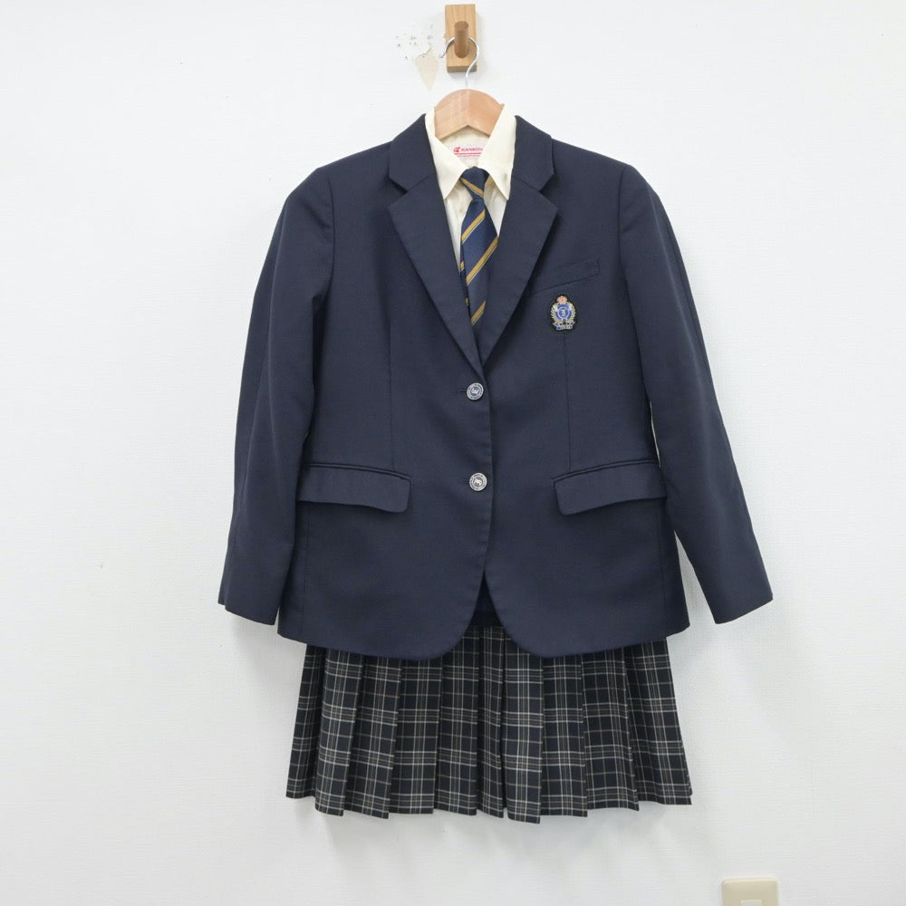 【中古】愛媛県 伊予高等学校 女子制服 5点（ブレザー・シャツ・ニット・スカート）sf015736