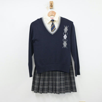 【中古】愛媛県 伊予高等学校 女子制服 5点（ブレザー・シャツ・ニット・スカート）sf015736