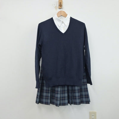 【中古】兵庫県 須磨学園高等学校 女子制服 3点（シャツ・ニット・スカート）sf015758