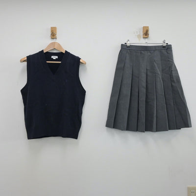 【中古】兵庫県 須磨学園高等学校 女子制服 4点（シャツ・ニットベスト・スカート）sf015760