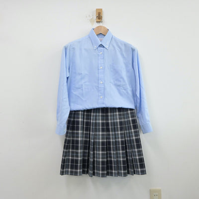 【中古】大阪府 大阪府立堺西高等学校 女子制服 3点（シャツ・ニットベスト・スカート）sf015762