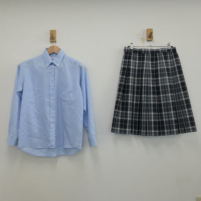 【中古】大阪府 大阪府立堺西高等学校 女子制服 3点（シャツ・ニットベスト・スカート）sf015762