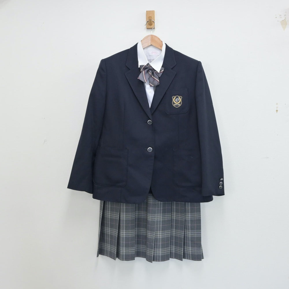 【中古】群馬県 群馬県立大間々高等学校 女子制服 4点（ブレザー・シャツ・スカート）sf015763