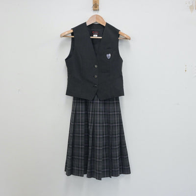 【中古】北海道 札幌市立札苗北中学校 女子制服 2点（ベスト・スカート）sf015768