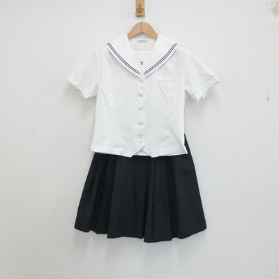 【中古】広島県 広島県立安西高等学校 女子制服 2点（セーラー服・スカート）sf015790