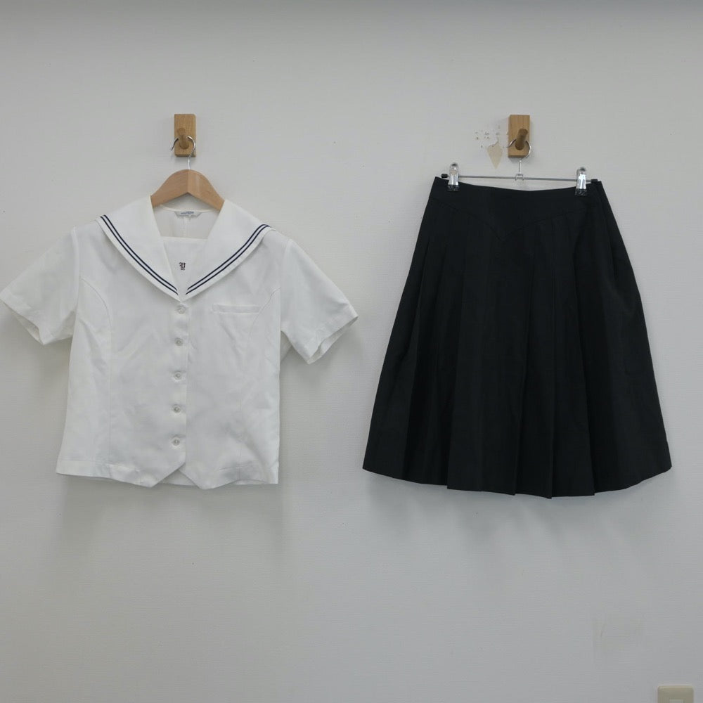 【中古】広島県 広島県立安西高等学校 女子制服 2点（セーラー服・スカート）sf015790