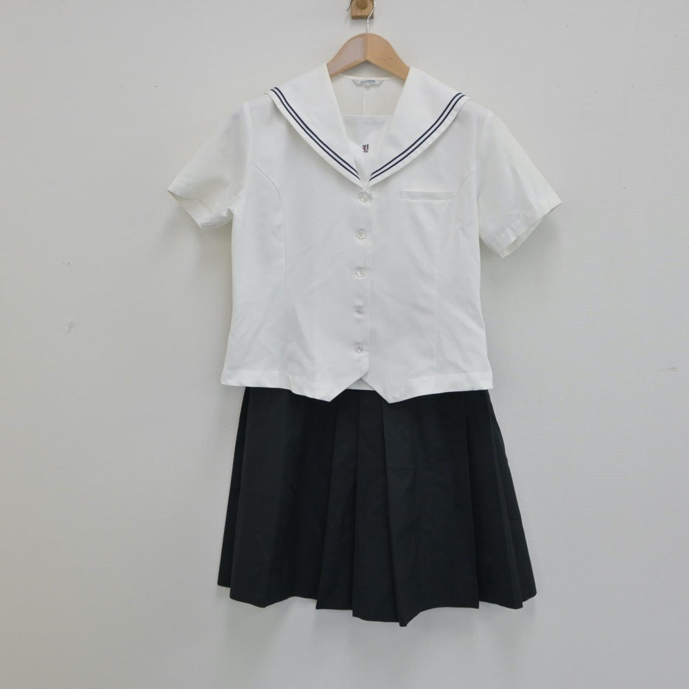 【中古】広島県 広島県立安西高等学校 女子制服 2点（セーラー服・スカート）sf015791