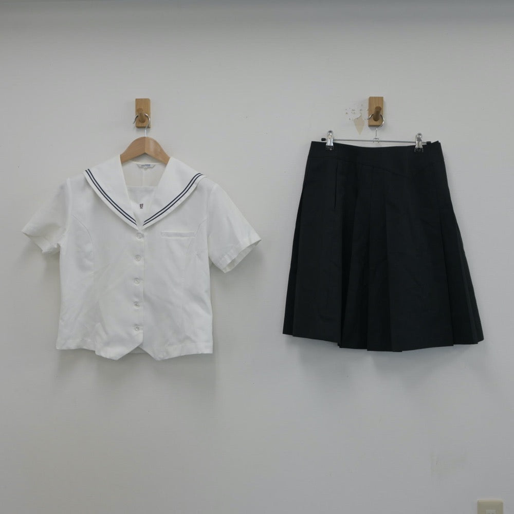 【中古】広島県 広島県立安西高等学校 女子制服 2点（セーラー服・スカート）sf015791