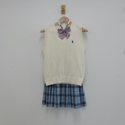 【中古】兵庫県 クラーク記念国際高等学校 女子制服 5点（シャツ・ニットベスト・スカート）sf015795