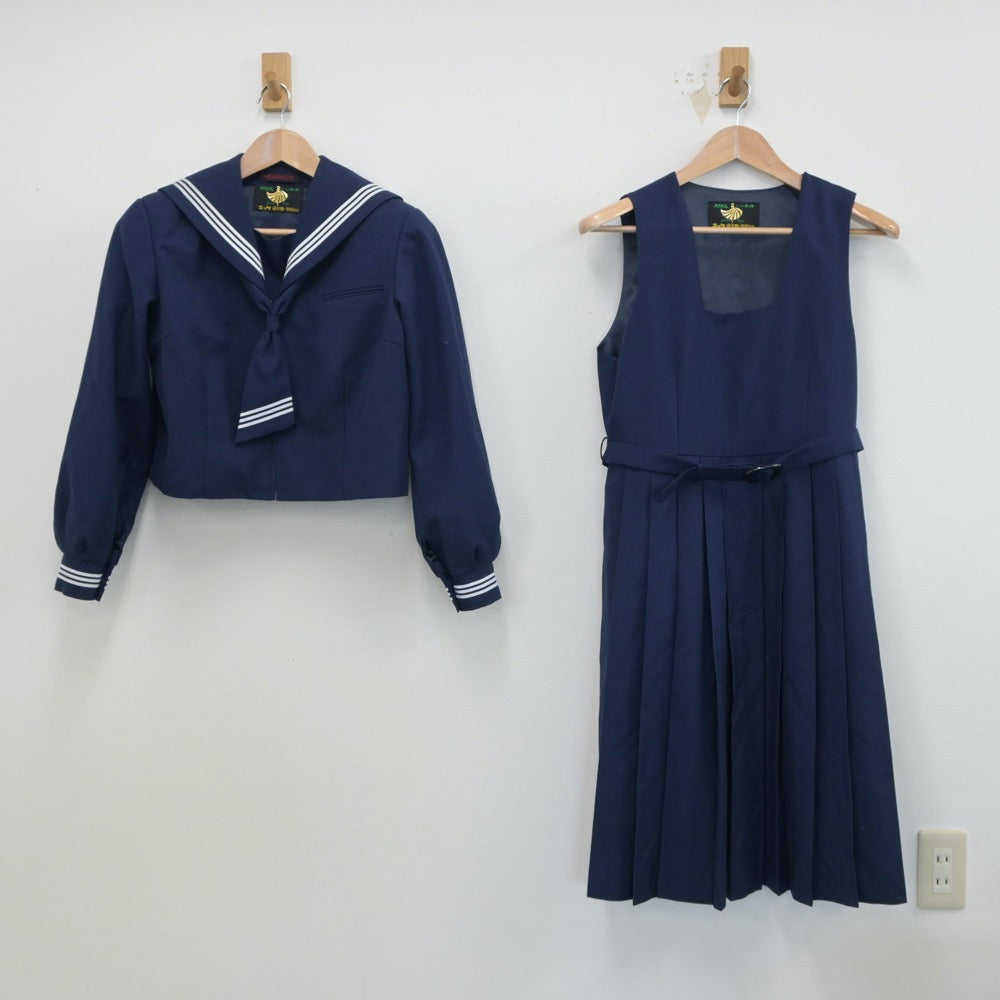 【中古】埼玉県 越谷市立武蔵野中学校 女子制服 2点（セーラー服・ジャンパースカート）sf015801