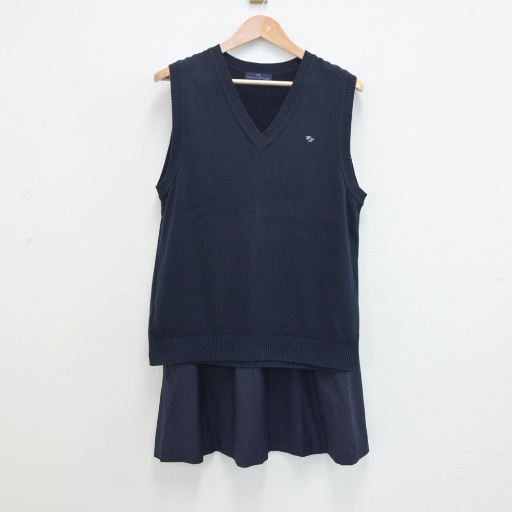 【中古】埼玉県 埼玉県立蕨高等学校 女子制服 3点（ニットベスト・スカート）sf015807