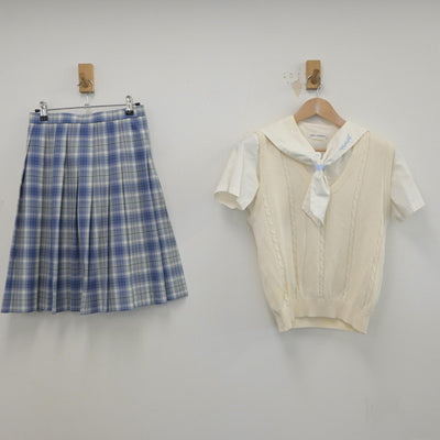 【中古】愛知県 名城大学附属名城高等学校 女子制服 4点（ニットベスト・セーラー服・スカート）sf015816