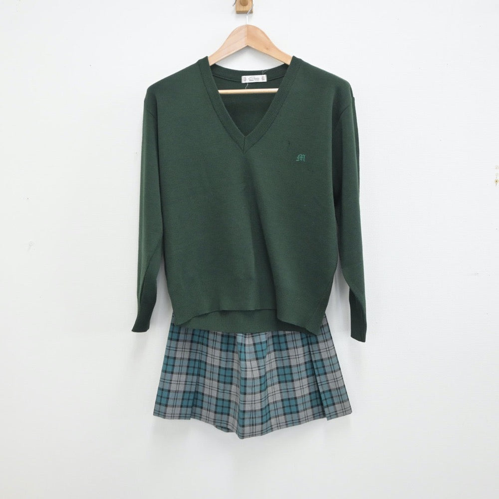 【中古】三重県 松阪商業高等学校 女子制服 2点（ニット・スカート）sf015822