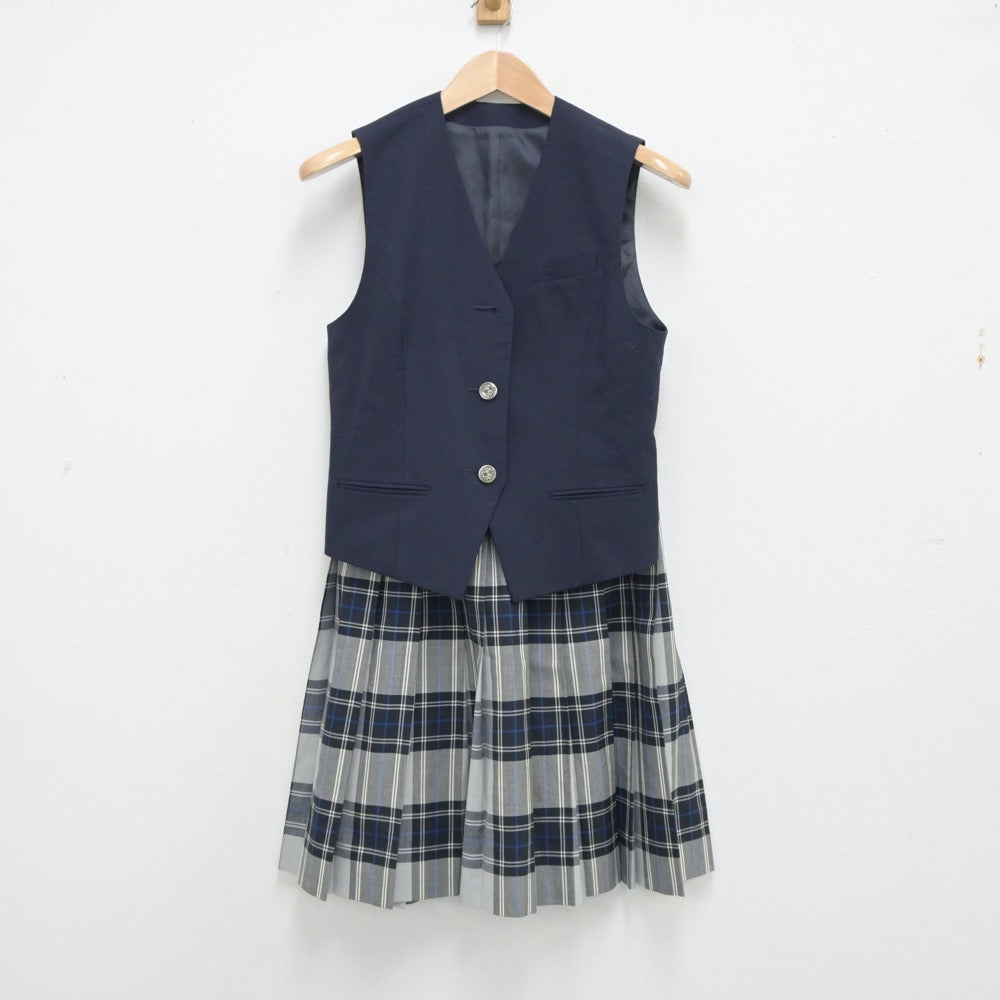 【中古】東京都 村田女子高等学校 女子制服 4点（ベスト・ニットベスト・スカート）sf015836