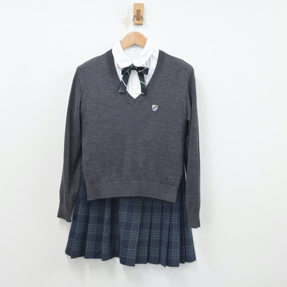 【中古】東京都 國學院高等学校 女子制服 6点（ブレザー・シャツ・ニット・スカート）sf015857