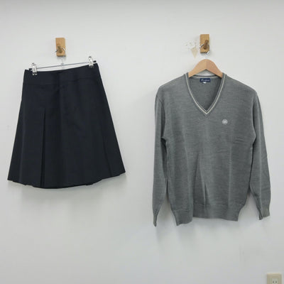 【中古】宮城県 仙台三桜高等学校 女子制服 2点（ニット・スカート）sf015910