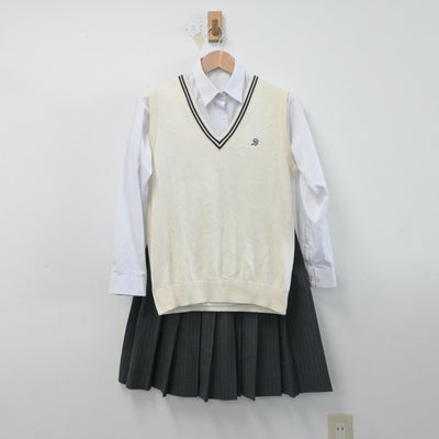 【中古】東京都 東京都練馬区立石神井東中学校 女子制服 3点（シャツ・ニットベスト・スカート）sf015957