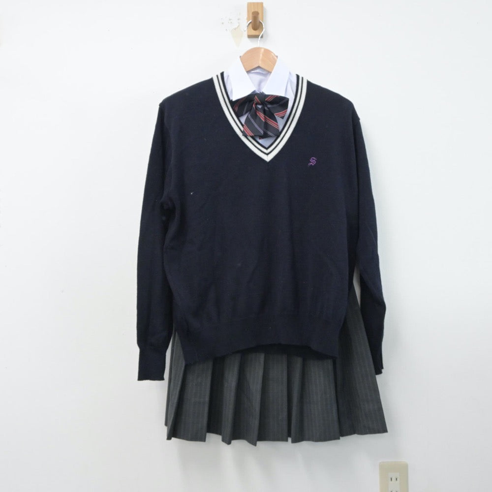 U593/S1118(中古)東京都 練馬区立 関中学校 女子制服5点 /校章付