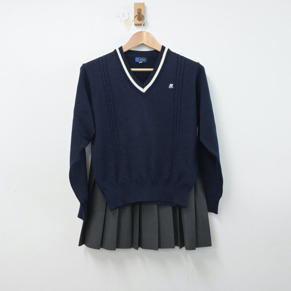 【中古】東京都 都立農業高等学校 女子制服 2点（ニット・スカート）sf015967