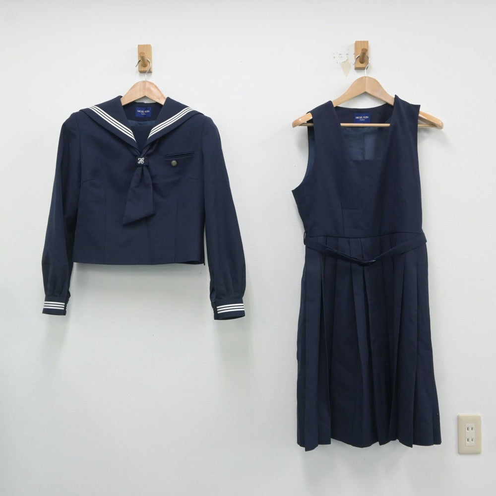 【中古】千葉県 逆井中学校 女子制服 5点（セーラー服・ニット・ジャンパースカート）sf015998