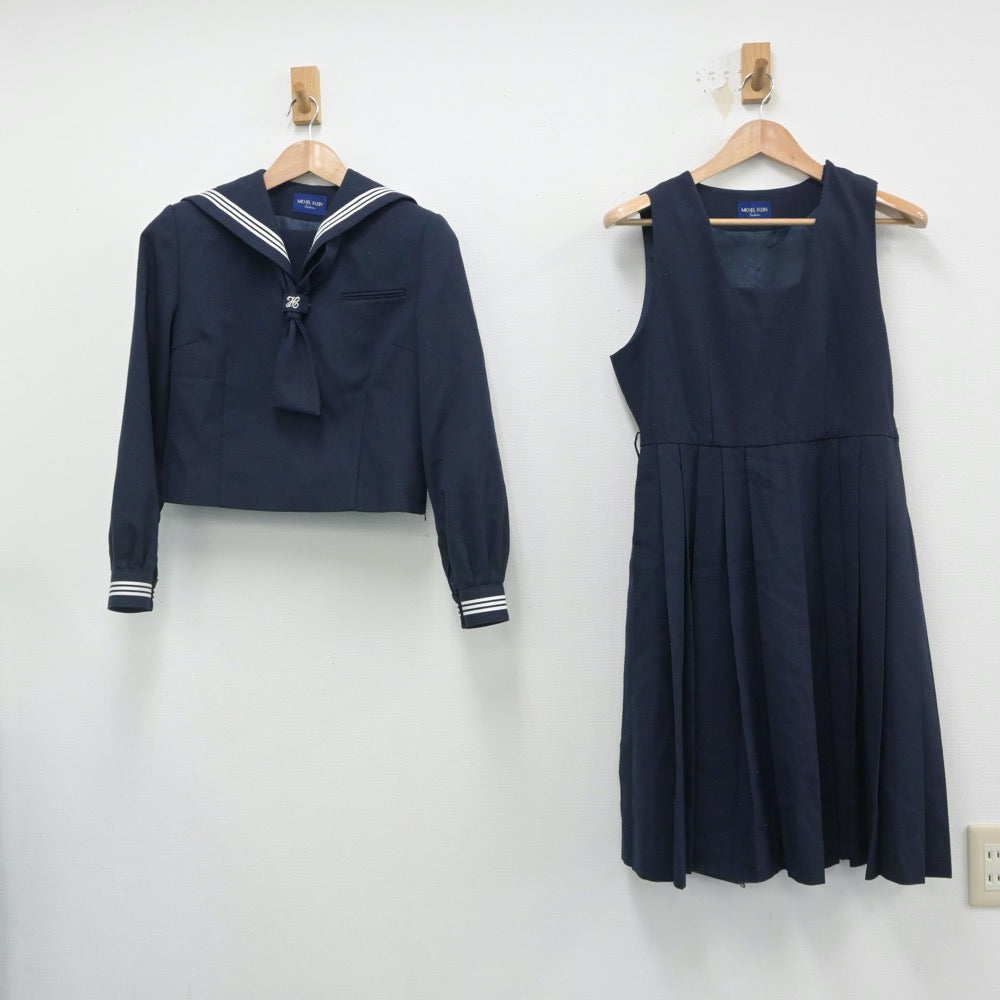 【中古】千葉県 逆井中学校 女子制服 3点（セーラー服・ジャンパースカート）sf015999