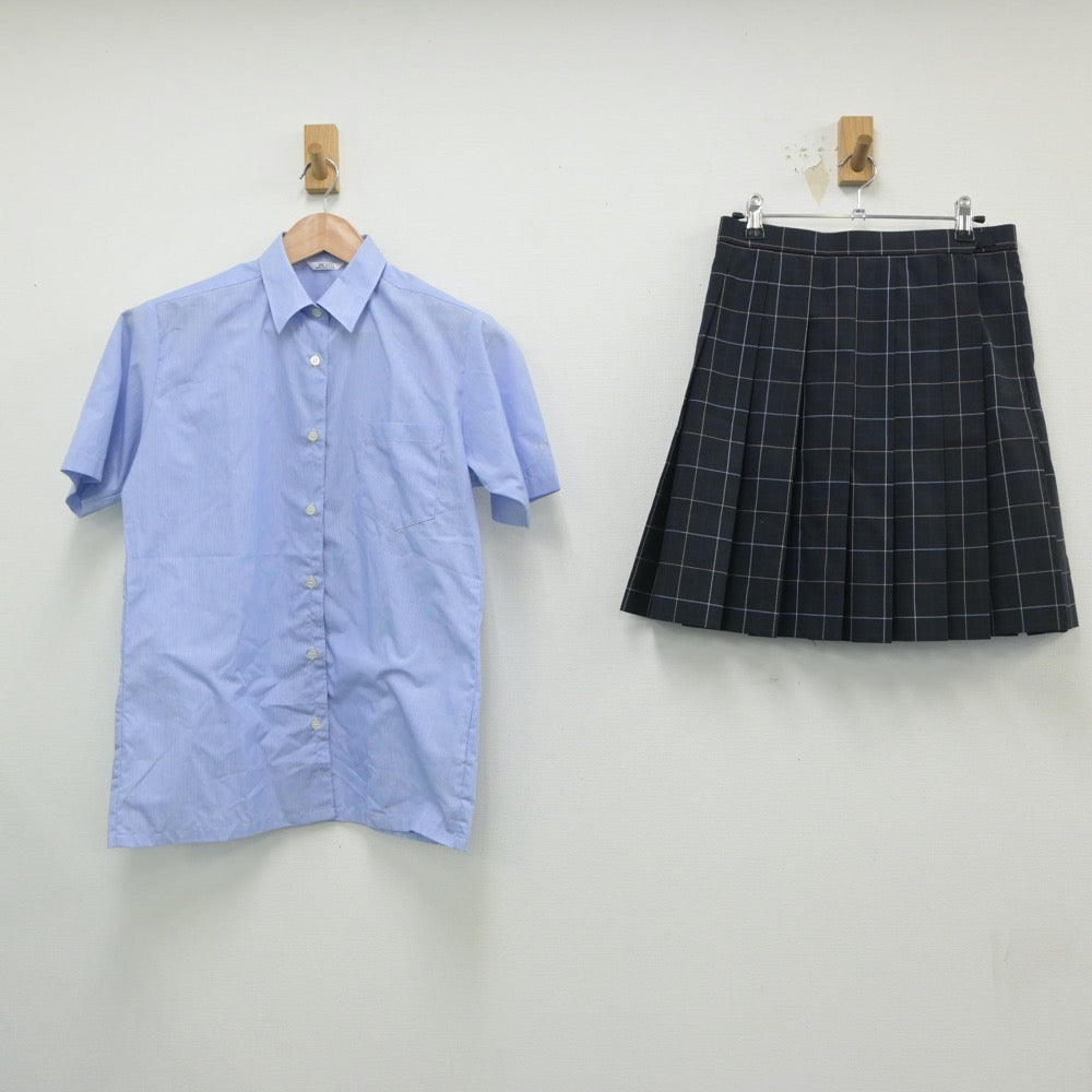 【中古】東京都 都立千歳ヶ丘高等学校 女子制服 2点（シャツ・スカート）sf016010