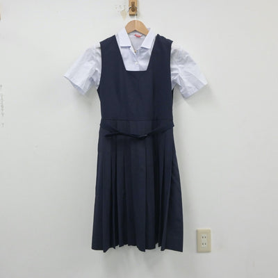 【中古】東京都 逆井中学校 女子制服 2点（シャツ・ジャンパースカート）sf016013