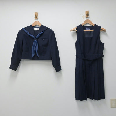 【中古】神奈川県 神奈川県川崎市立宮崎中学校 女子制服 4点（セーラー服・ジャンパースカート）sf016030