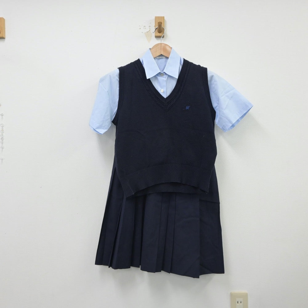 【中古】東京都 吉祥女子中学校 女子制服 3点（シャツ・ニットベスト・スカート）sf016038