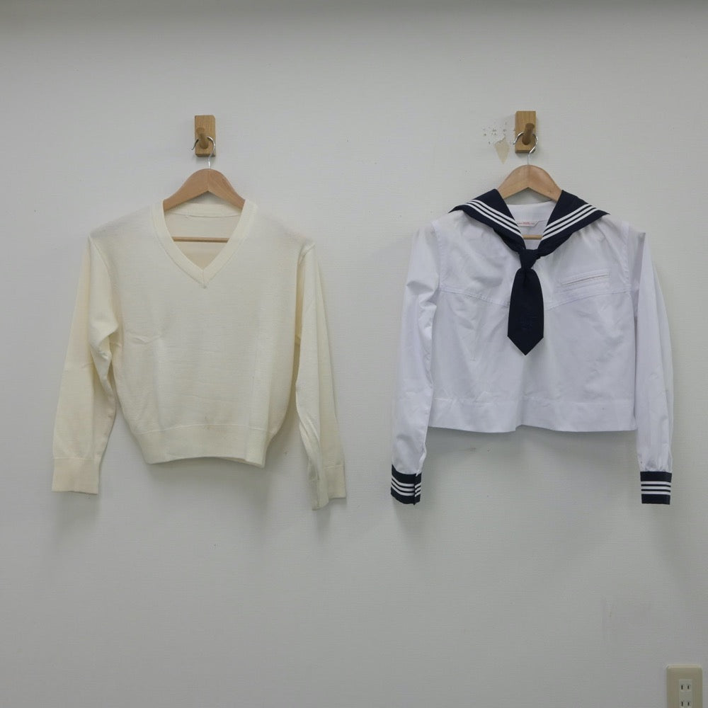 【中古】東京都 大妻多摩中学、高等学校 女子制服 3点（セーラー服・ニット）sf016040