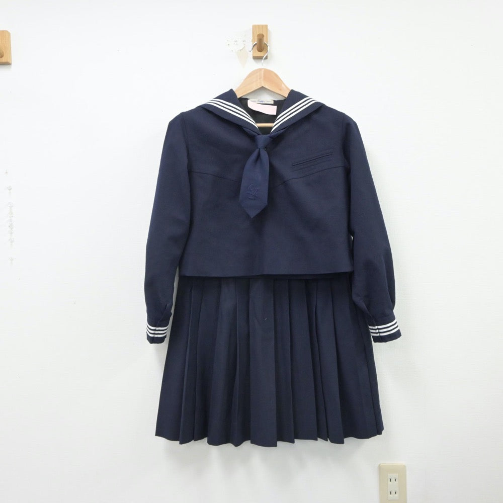 【中古】東京都 大妻多摩中学、高等学校 女子制服 5点（セーラー服・ニット・スカート）sf016042