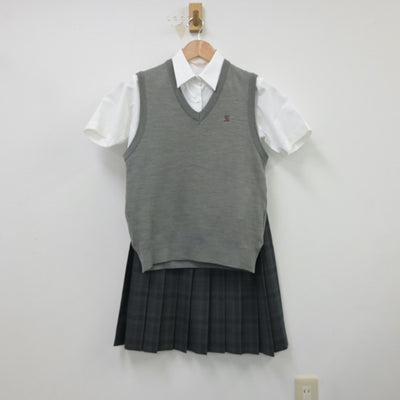 【中古】岐阜県 岐阜済美高等学校 女子制服 3点（シャツ・ニットベスト・スカート）sf016045