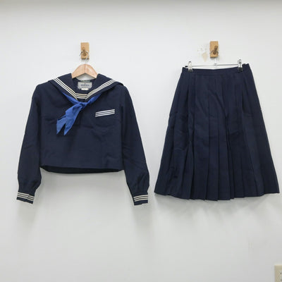 【中古】茨城県 茨城県日立市立平沢中学校 女子制服 3点（セーラー服・スカート）sf016056