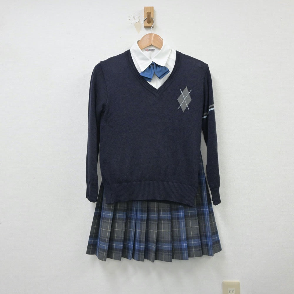 【中古】東京都 麹町学園女子中学高等学校 女子制服 5点（ブレザー・シャツ・ニット・スカート）sf016064