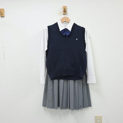 【中古】 愛知県 愛知県立長久手高等学校 女子制服 4点（ニットベスト・シャツ・スカート）sf016066