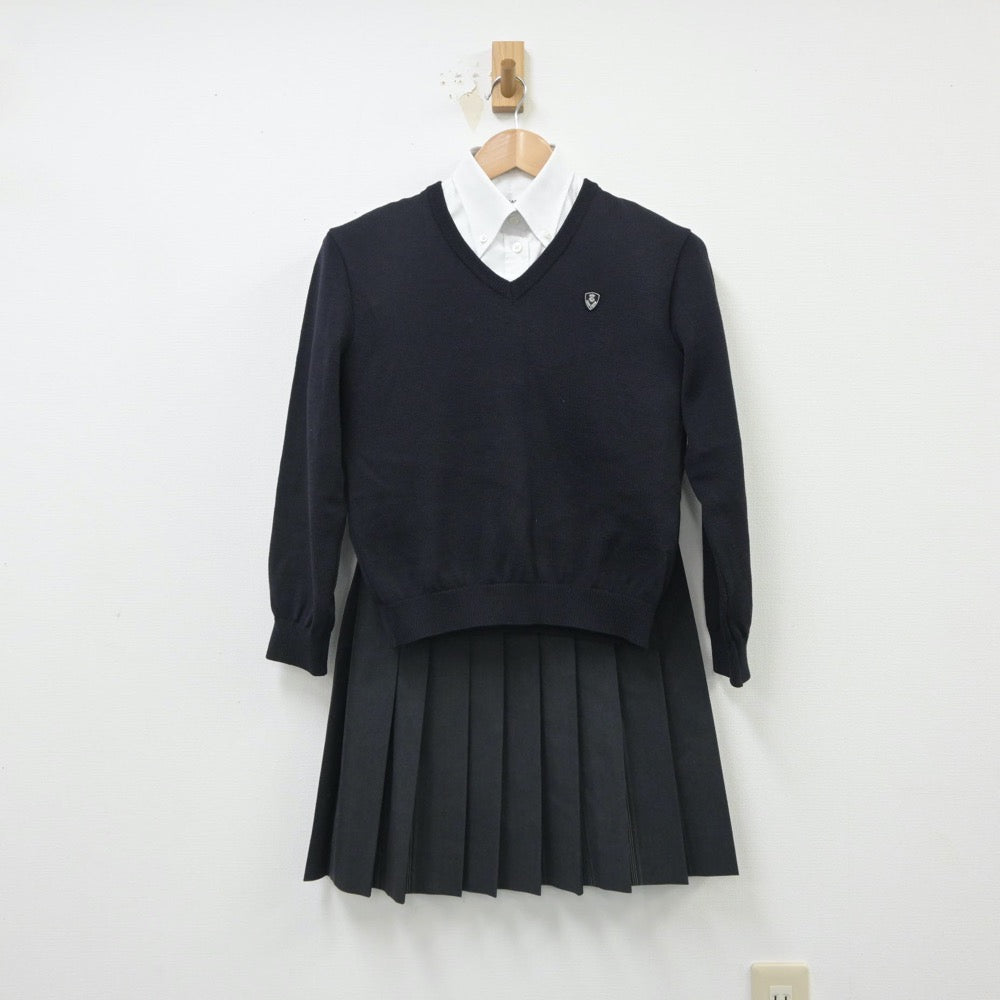 【中古】栃木県 宇都宮東高等学校・附属中学校 女子制服 3点（シャツ・ニット・スカート）sf016099