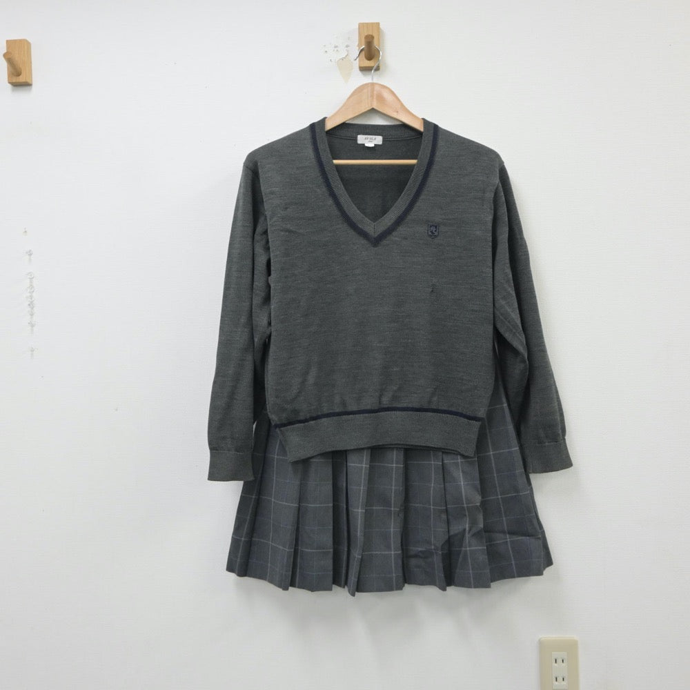 【中古】兵庫県 武庫荘総合高等学校 女子制服 3点（ブレザー・ニット・スカート）sf016103