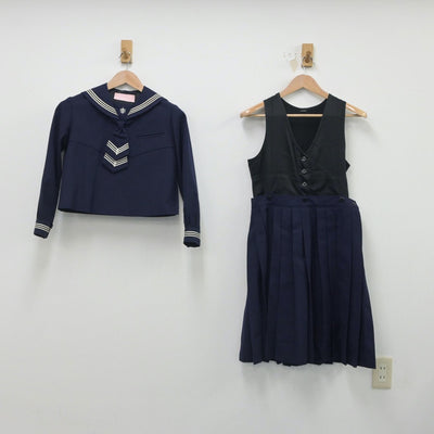 【中古】神奈川県 湘南白百合学園中学・高等学校 女子制服 3点（セーラー服・スカート）sf016123