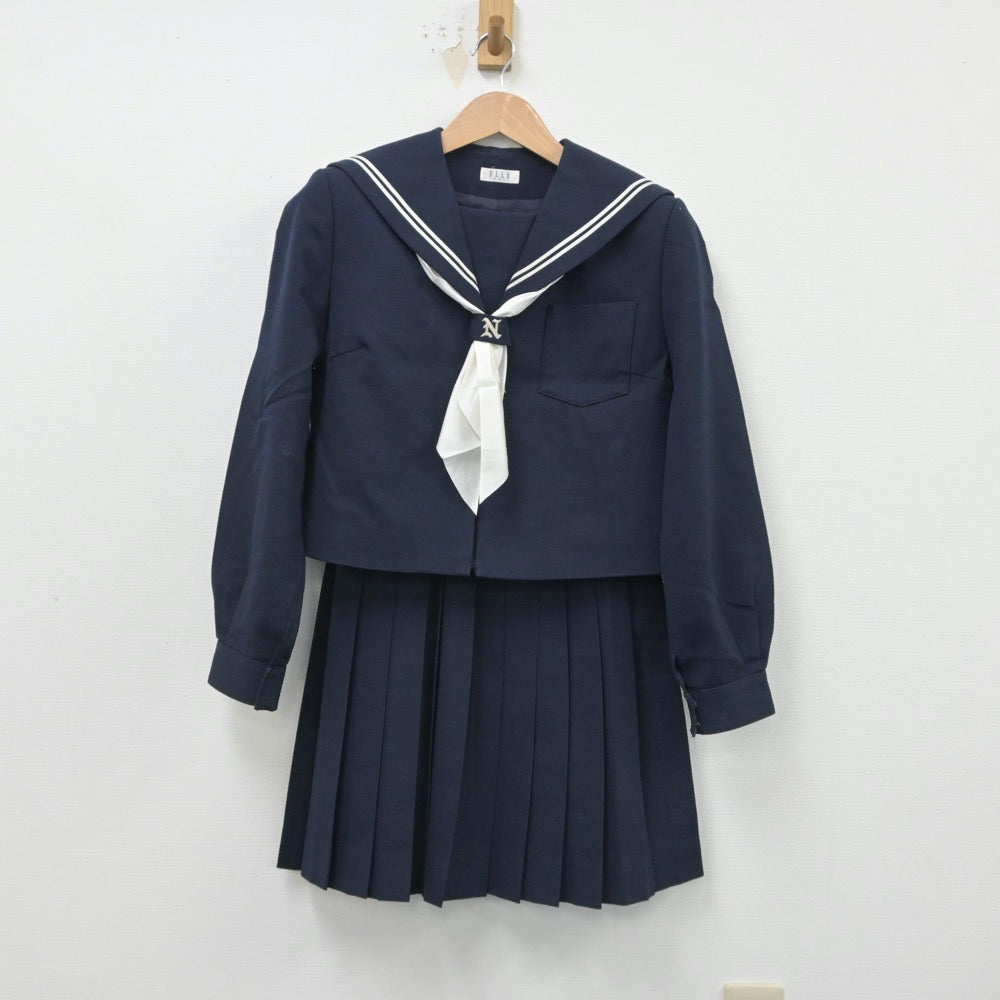 【中古】富山県 入善西中学校 女子制服 4点（セーラー服・スカート）sf016135