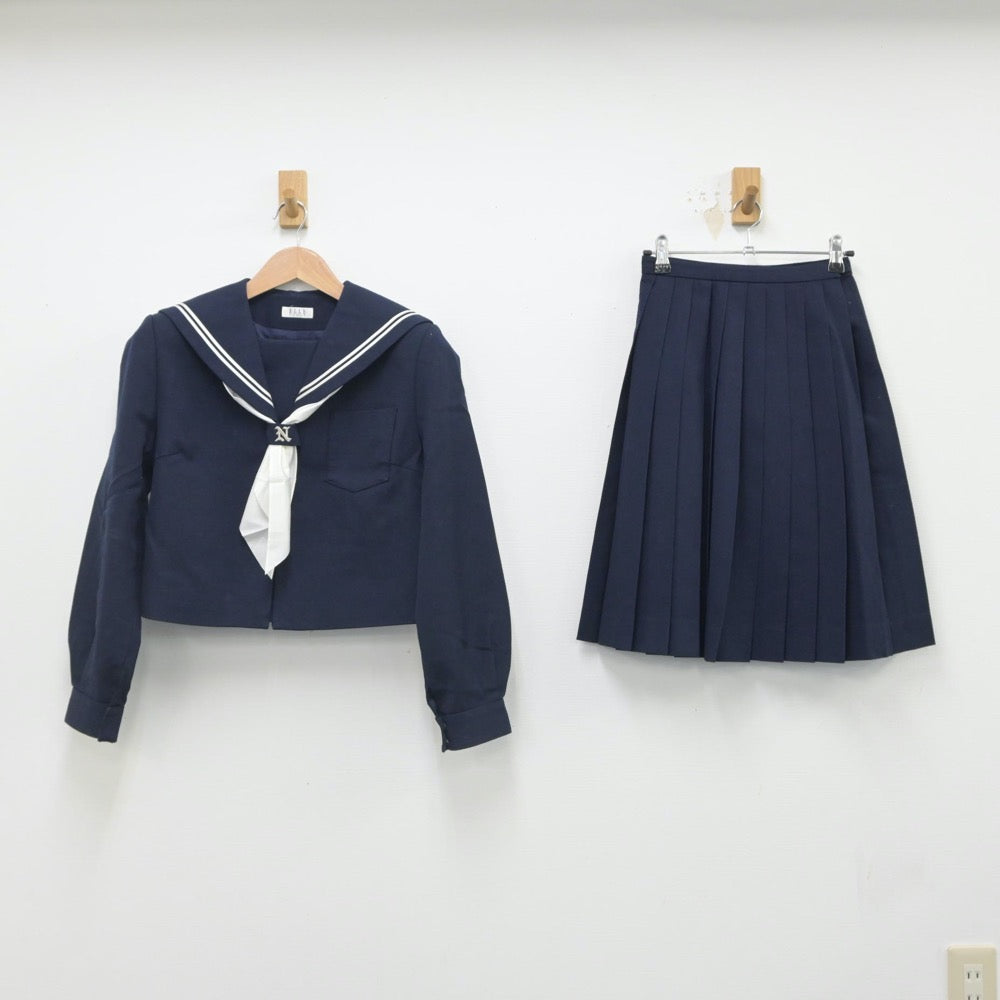 【中古】富山県 入善西中学校 女子制服 4点（セーラー服・スカート）sf016135