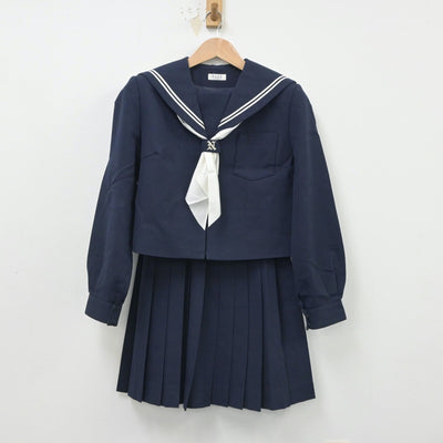 【中古】富山県 入善西中学校 女子制服 4点（セーラー服・スカート）sf016136