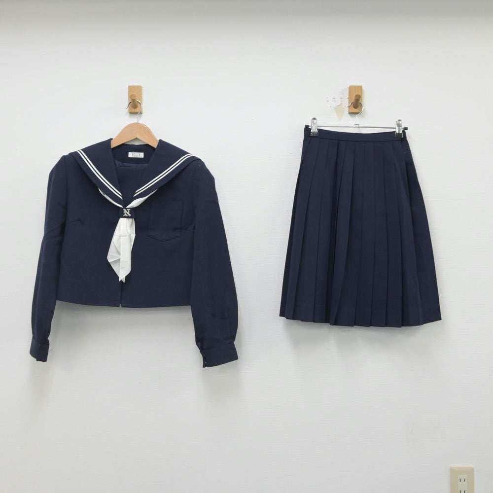 【中古】富山県 入善西中学校 女子制服 4点（セーラー服・スカート）sf016136