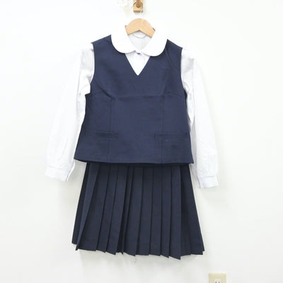 【中古】富山県 入善西中学校 女子制服 3点（シャツ・ベスト・スカート）sf016137