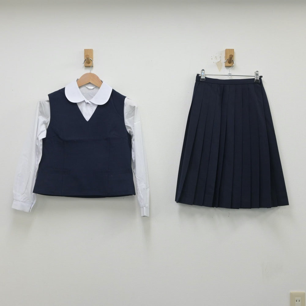 【中古】富山県 入善西中学校 女子制服 3点（シャツ・ベスト・スカート）sf016137