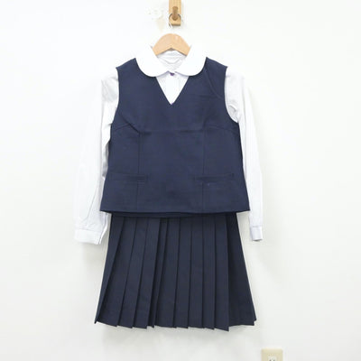 【中古】富山県 入善西中学校 女子制服 3点（シャツ・ベスト・スカート）sf016138